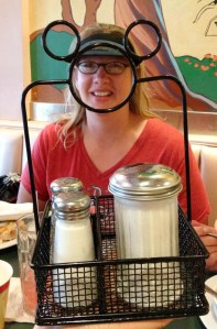 In between rounds at the buffet, Hydee and Amy had fun with the table settings.