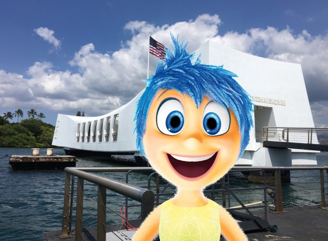 Joy's uncontrollable happiness can make her vacation selfies a little unseemly.